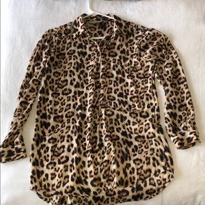 Zara leopard button up blouse
